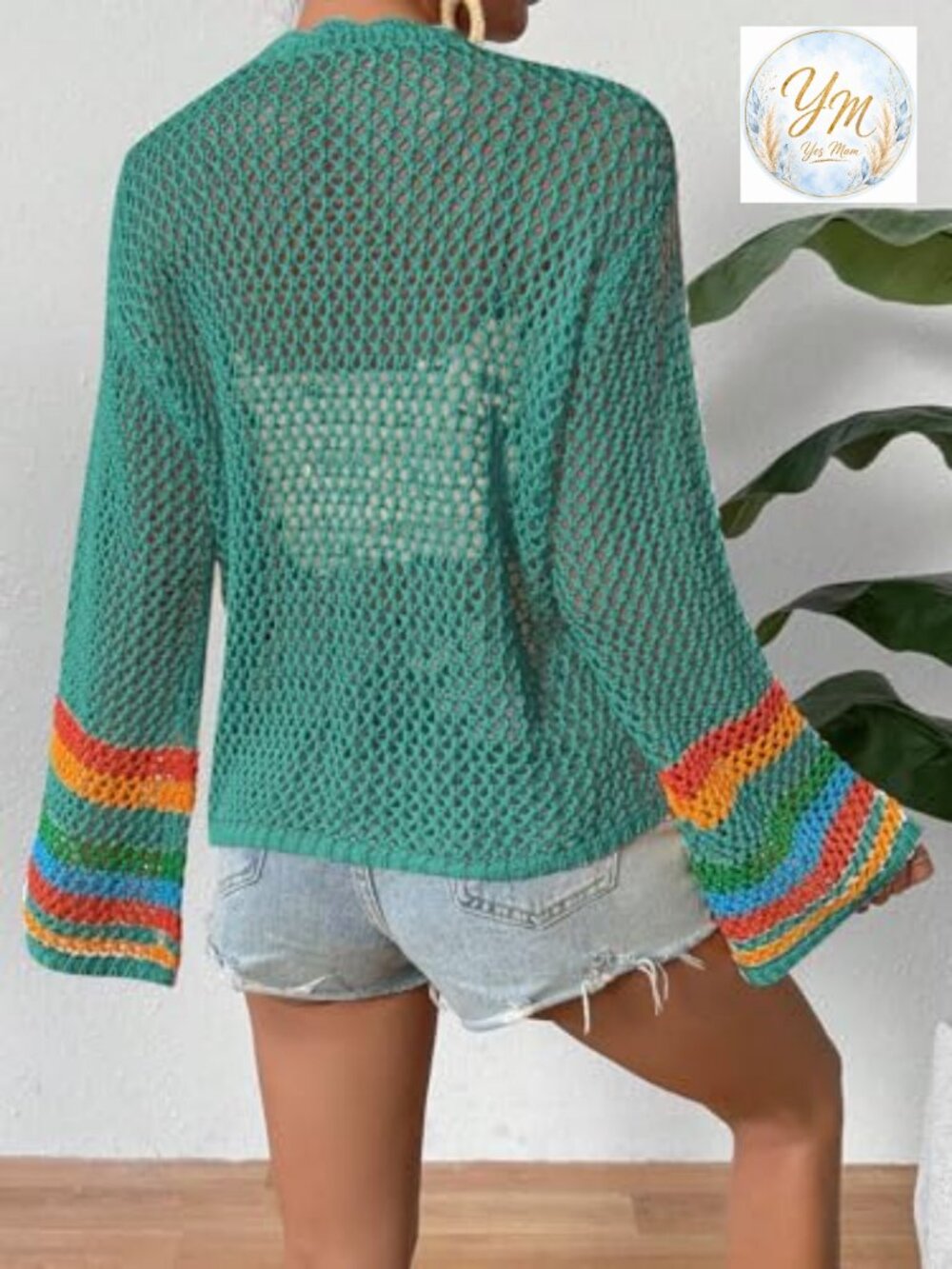 Floral Crochet Cardigan Hollow Out Open Front Long Sleeve Sweater - Picture 3 of 6
